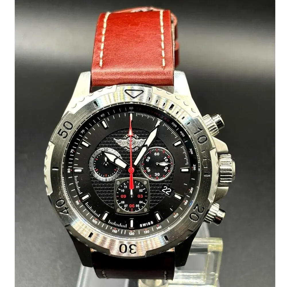 Zentler Freres Rodan ZF-15067 Swiss Chronograph Sapphire Leather 45mm Watch